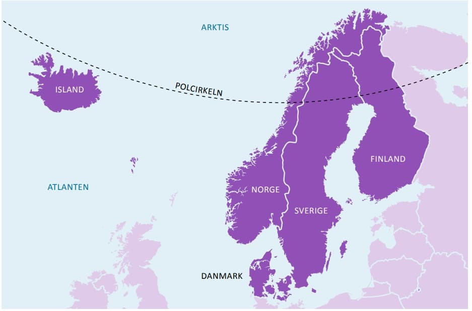 Norden är en del av norra Europa. I Norden finns fem länder: Danmark, Finland, Island, Norge och Sverige.